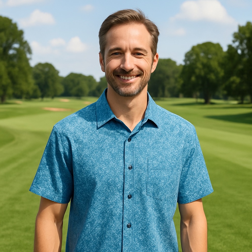 Tommy Bahama Coast Blue Geometric Print Short Sleeve Button-Down Shirt XL